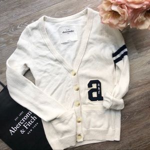 Girls Abercrombie Button Down Varsity Cardigan